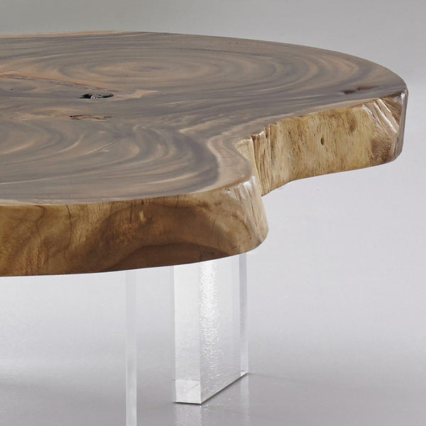 Floating Coffee Table with Acrylic Legs, Natural, Size Varies