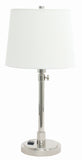 Townhouse Adjustable Table Lamp in Polished Nickel with Convenience Outlet