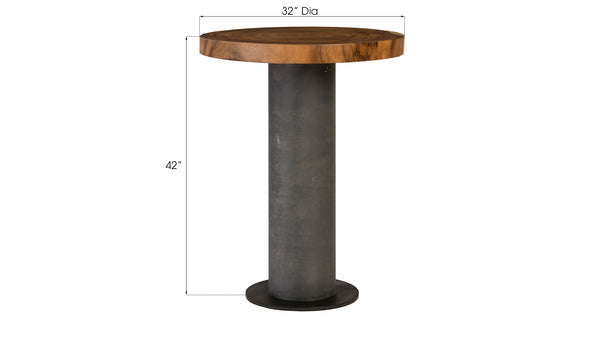 Concrete Bar Table, Chamcha Wood Top