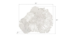 Flower Wall Art, Small, White, Metal