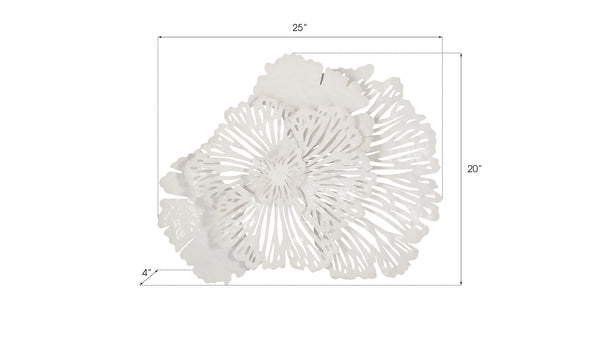 Flower Wall Art, Small, White, Metal