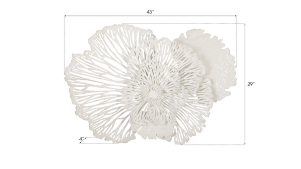 Flower Wall Art, Medium, White, Metal