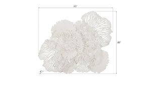 Flower Wall Art, Large, White, Metal