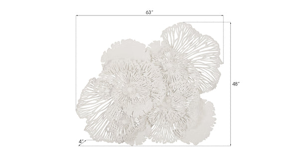 Flower Wall Art, Large, White, Metal