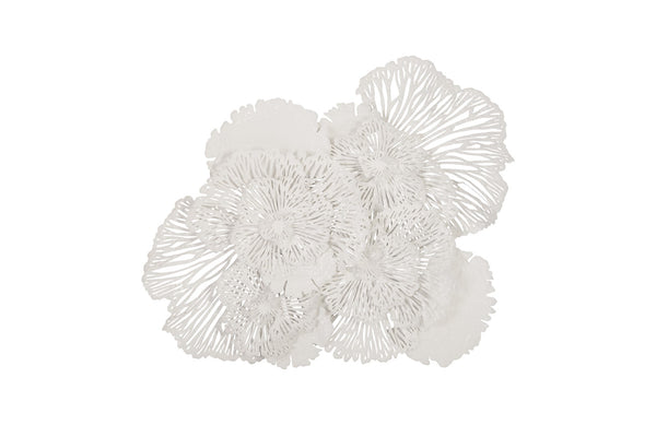 Flower Wall Art, Large, White, Metal