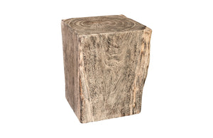 Gray Stone Side Table, Chamcha Wood