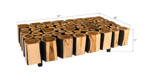 Boscage Coffee Table on Black Metal Legs, Rectangular