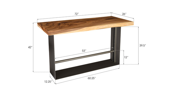 Iron Frame Bar Table, Natural