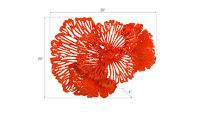 Flower Wall Art, Small, Coral, Metal
