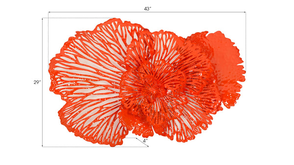Flower Wall Art, Medium, Coral, Metal
