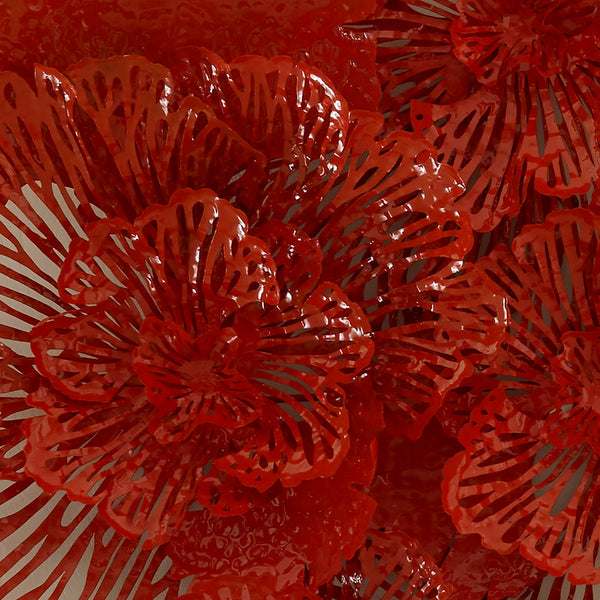 Flower Wall Art, Large, Coral, Metal