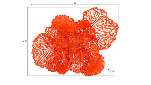 Flower Wall Art, Large, Coral, Metal