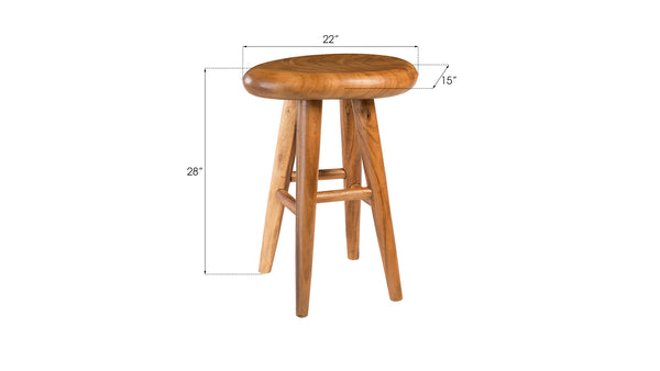 Smoothed Bar Stool, Chamcha Wood, Natural, Oval