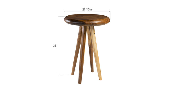 Smoothed Bar Table, Chamcha Wood, Natural, Round