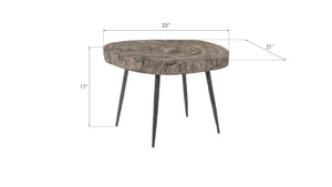 Crosscut Coffee Table, Gray Stone, Forged Legs