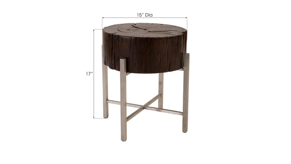 Nestled Cross Cut Side Table , Stainless Steel X Cross Leg