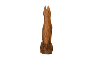 Seated Dog Sculpture, Chamcha Wood, Natural