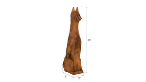 Seated Dog Sculpture, Chamcha Wood, Natural