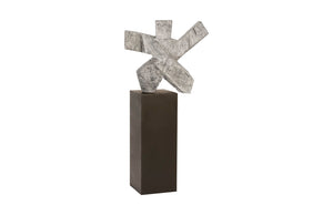 Tai Chi Action Sculpture on Pedestal, Gray Stone/Black