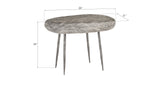 Skipping Stone Side Table, Gray Stone, Forged Legs