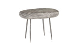 Skipping Stone Side Table, Gray Stone, Forged Legs