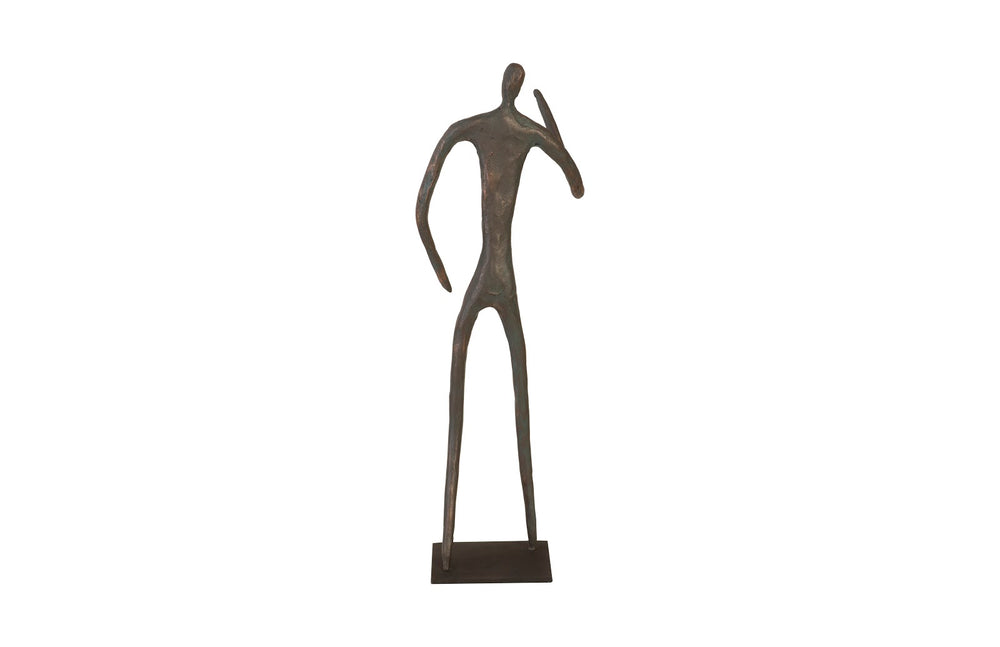 Abstract Figure on Metal Base, Bronze Finish, Elbow Bent