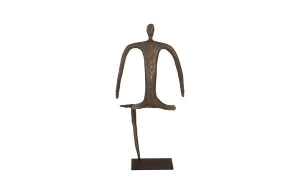 Abstract Figure on Metal Base, Bronze Finish, Leg Folded