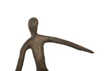 Abstract Figure on Bleached Wood Base, Bronze Finish, Left Arm Down