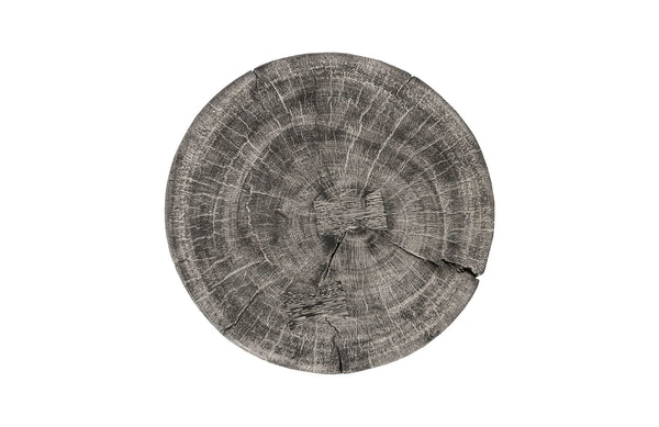 Curved Wood Stool, Thin, Gray Stone