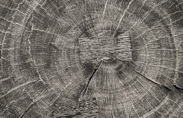 Curved Wood Stool, Thin, Gray Stone