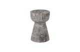 Curved Wood Stool, Thin, Gray Stone