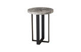 Chuleta Bar Table on Black Metal Base, Chamcha Wood, Gray Stone