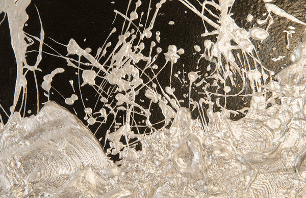 Wisp Wall Tile, Chamcha Wood, Silver Leaf on Black