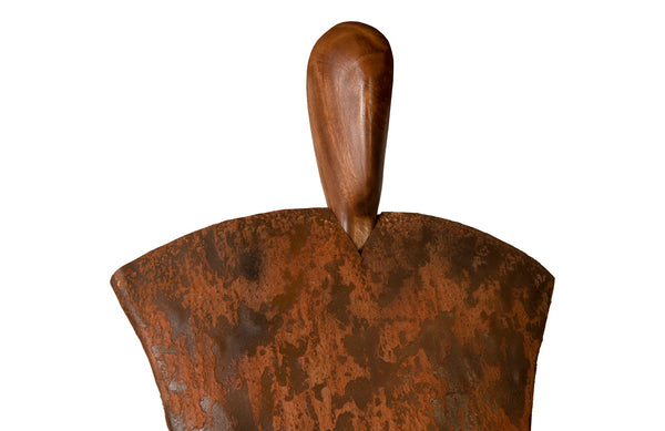 Standing Person on Base, Extra Large, Chamcha Wood, Iron