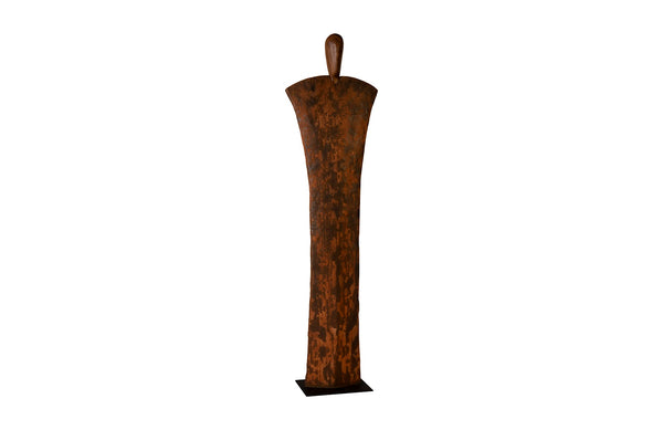 Standing Person on Base, Extra Large, Chamcha Wood, Iron