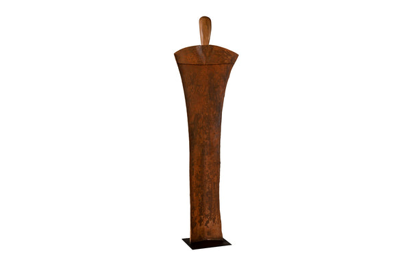 Standing Person on Base, Small, Chamcha Wood, Iron