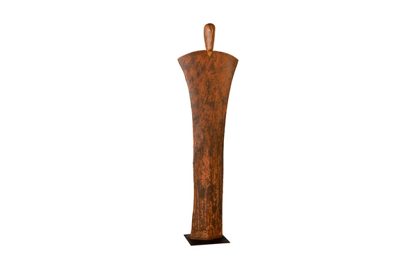 Standing Person on Base, Small, Chamcha Wood, Iron