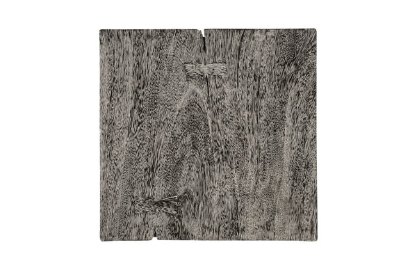 Inverted Pyramid Side Table, Gray Stone, Wood/Metal, Black, LG