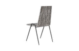 Forged Leg Dining Chair, Chamcha Wood, Gray Stone Finish, Metal