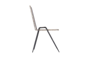 Forged Leg Dining Chair, Chamcha Wood, Gray Stone Finish, Metal