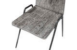 Forged Leg Dining Chair, Chamcha Wood, Gray Stone Finish, Metal