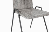 Forged Leg Dining Chair, Chamcha Wood, Gray Stone Finish, Metal