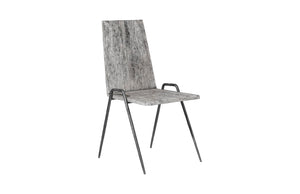 Forged Leg Dining Chair, Chamcha Wood, Gray Stone Finish, Metal