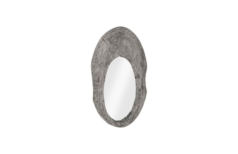 Wood Wall Mirror, Gray Stone, Round