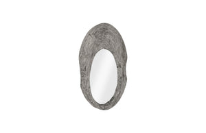 Wood Wall Mirror, Gray Stone, Round