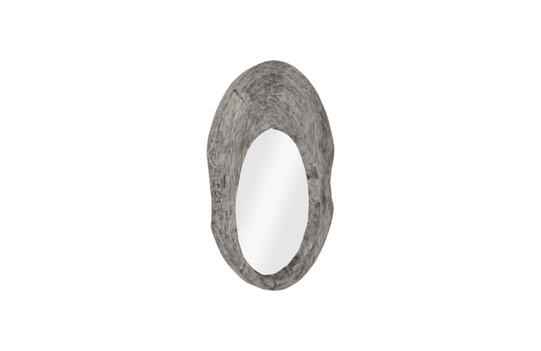 Wood Wall Mirror, Gray Stone, Round