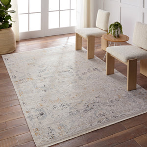 Jaipur Living Thalia Trifine THA02 Powerloomed Machine Made Indoor Updated Traditional Rug Gray 6'7" x 9'6"