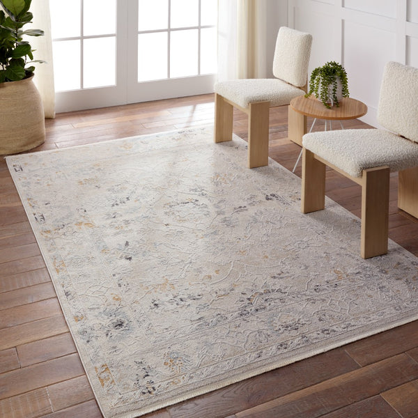 Jaipur Living Thalia Trifine THA02 Powerloomed Machine Made Indoor Updated Traditional Rug Gray 6'7" x 9'6"