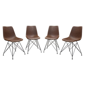 Theo Set of (4) Dining Chairs in Chocolate Leatherette w/ Black Metal Base by Diamond Sofa