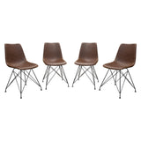 Theo Set of (4) Dining Chairs in Chocolate Leatherette w/ Black Metal Base